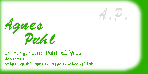 agnes puhl business card